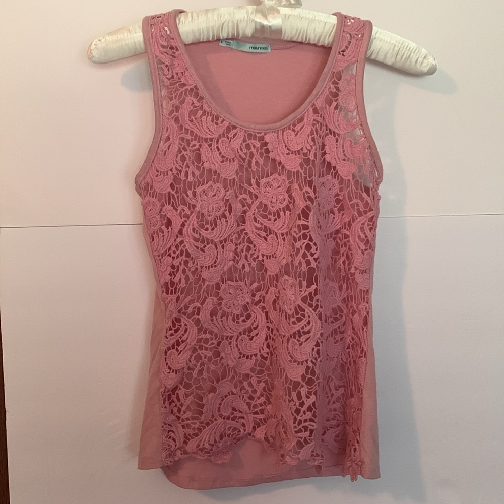 ❤️MAURICES Crochet Front Mauve Tank Top Size Small